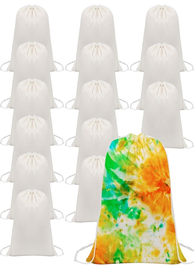 Conagel 15 Pcs Tie Dye Drawstring Bags White Cotton Drawstring Bags Tote Backpack Bulk Items to Tie Dye DIY Birthday Party Favors - Image 1